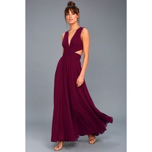 Lulus Vivid Imagination Burgundy Cutout Maxi Dress